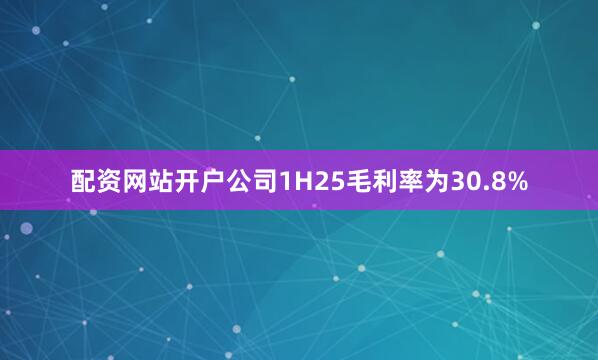 配资网站开户公司1H25毛利率为30.8%